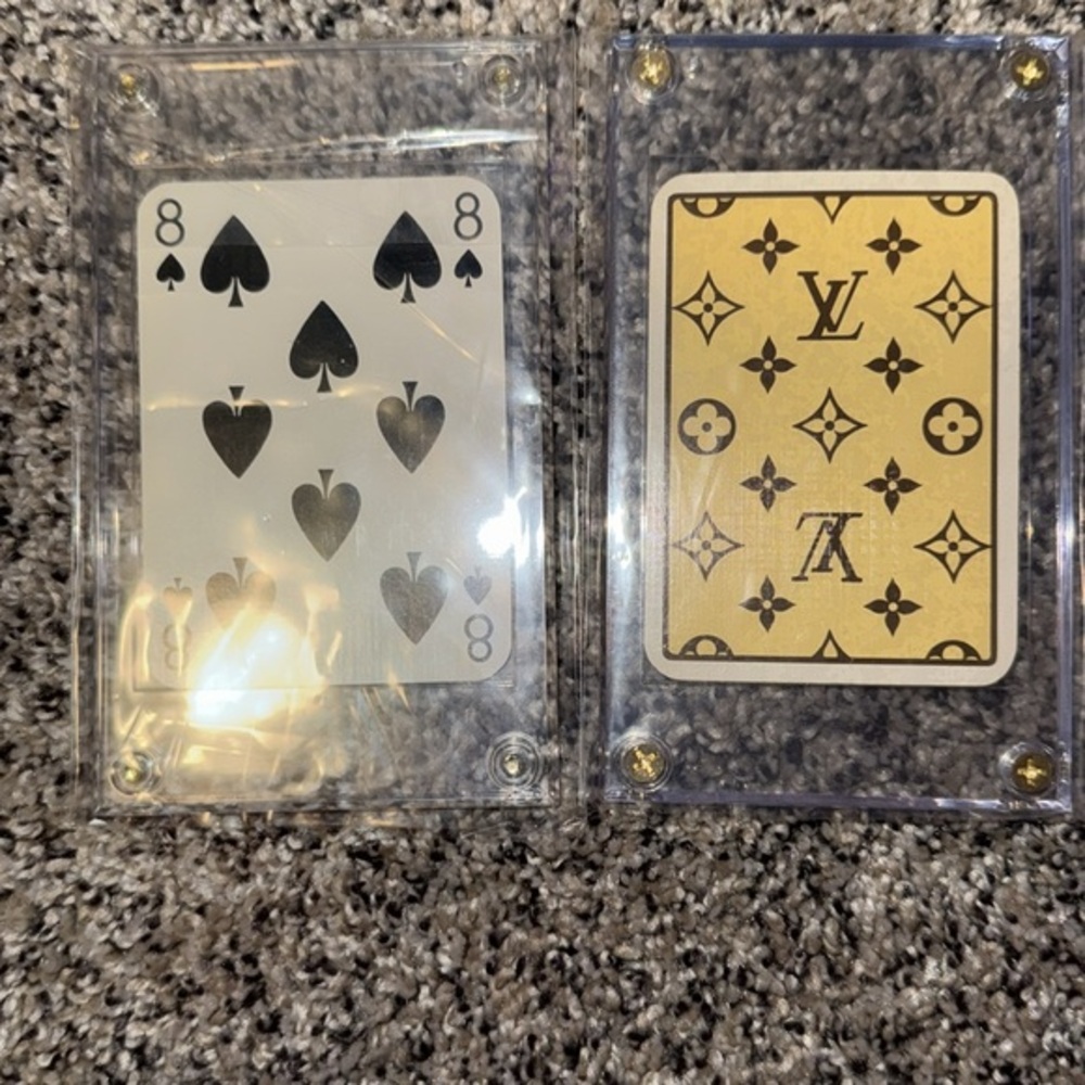 Louis Vuitton Gold and Black Playing Cards in Clear Display Case